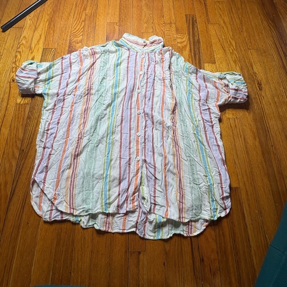 American Eagle Oversized Striped Button-Down Shirt – Size L - Picture 3 of 7